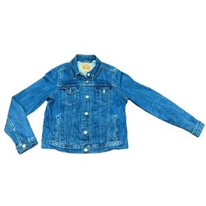 Levis Denim Jacket Girls Large Blue Youth Buttons Classic Tucker Medium Wash